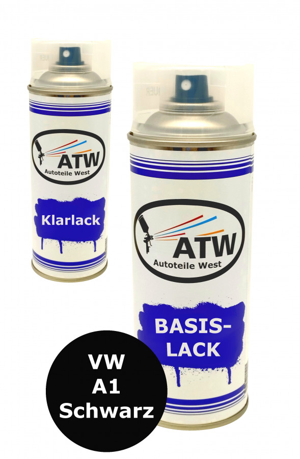 Autolack für VW A1 Schwarz +400ml Klarlack Set